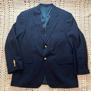Lands' End Classic Navy 100% Wool Blazer Size 43 Regular